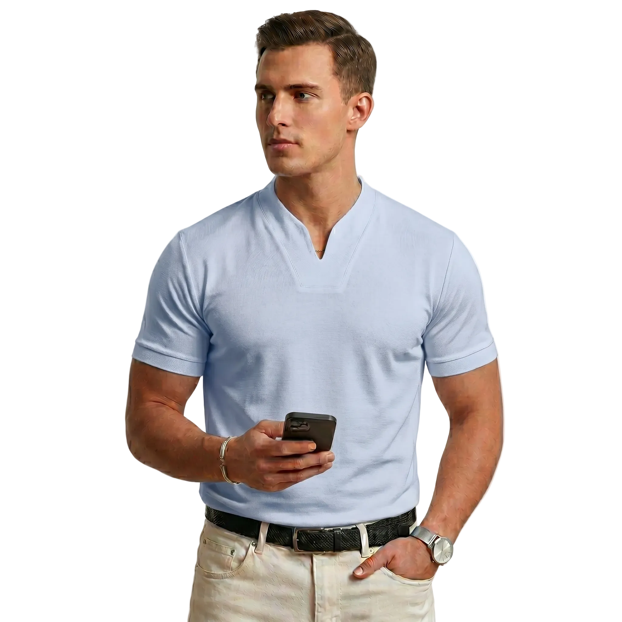 Herren T-Shirt Knopfleiste