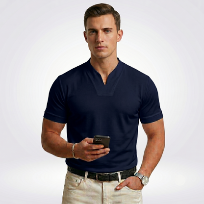 Herren T-Shirt Knopfleiste